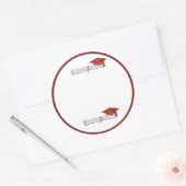 自分の文字赤の卒業ステッカーを追加 ラウンドシール (封筒)