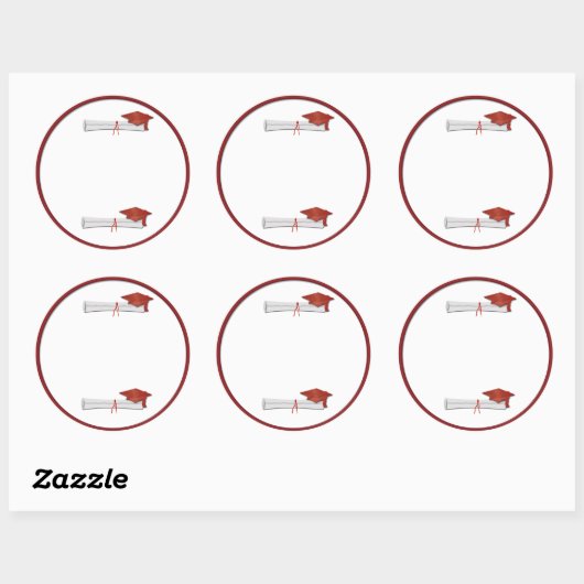 自分の文字赤の卒業ステッカーを追加 ラウンドシール (シート)