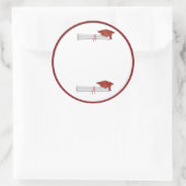 自分の文字赤の卒業ステッカーを追加 ラウンドシール (バッグ)