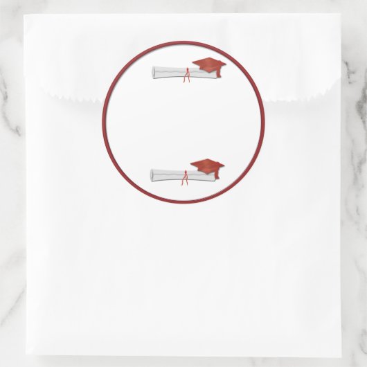 自分の文字赤の卒業ステッカーを追加 ラウンドシール (バッグ)