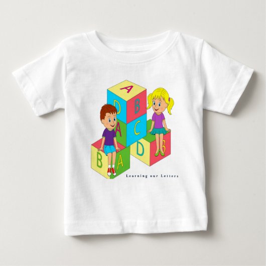 自分の文学字のアルファベットブロックをカスタマイズ ベビーTシャツ (正面)