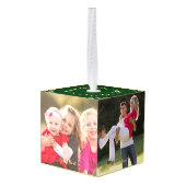 自分の新しいカップル家族の子供の写真を作成する キューブオーナメント (裏面アングル)