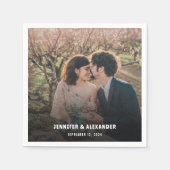 自分の新郎新婦の写真を作成結婚する スタンダードカクテルナプキン (正面)