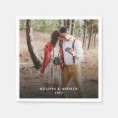 自分の新郎新婦の写真を作成結婚する スタンダードカクテルナプキン (正面)