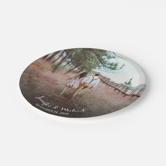 自分の新郎新婦の写真を作成結婚する ペーパープレート (アングル)