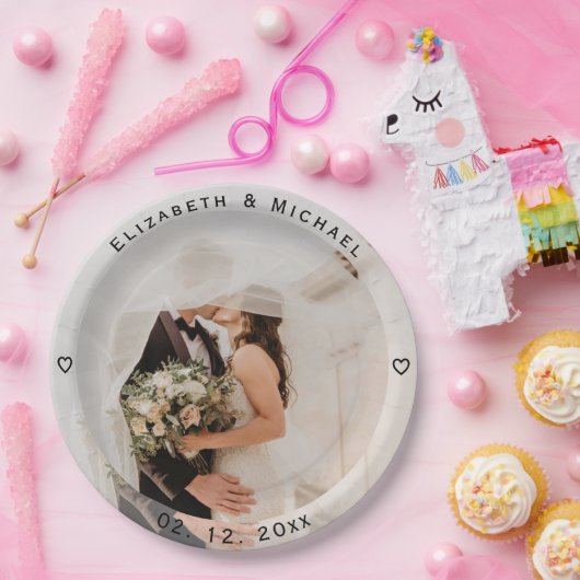 自分の新郎新婦の写真を作結婚成 ペーパープレート (パーティー)