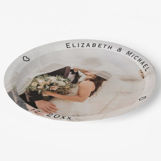 自分の新郎新婦の写真を作結婚成 ペーパープレート (アングル)