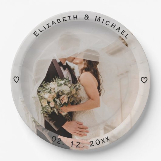 自分の新郎新婦の写真を作結婚成 ペーパープレート (正面)