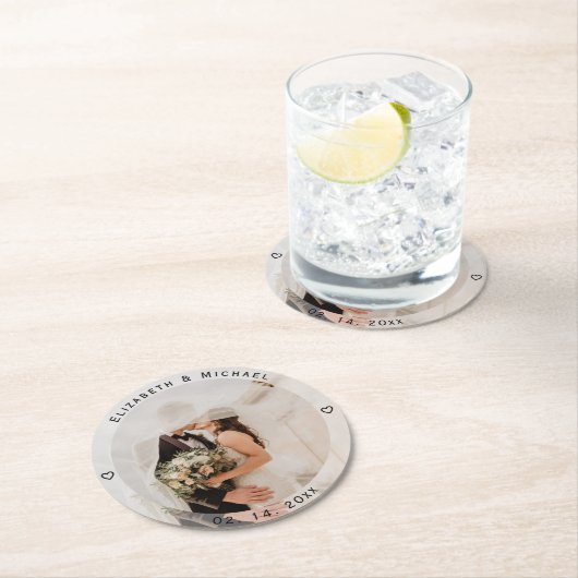 自分の新郎新婦の写真を作結婚成 ラウンドペーパーコースター (インサイチュ)
