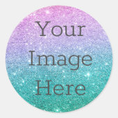 自分の明るい人魚のグリッターの塵をグラデーション作成 ラウンドシール (正面)