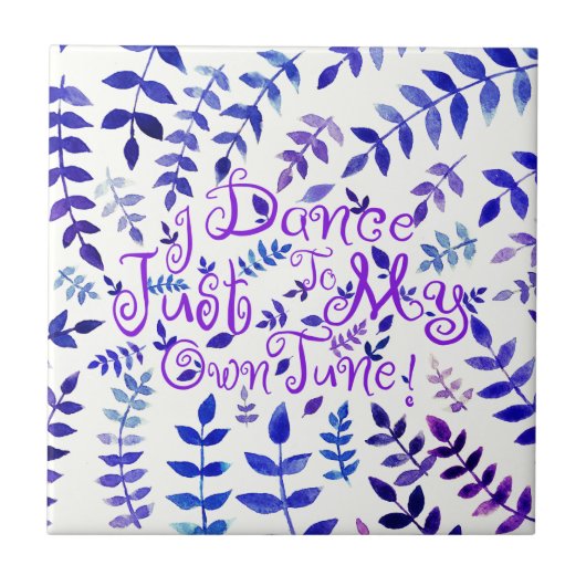 自分の曲に合わせて踊る引用文の水色の葉 タイル (正面)