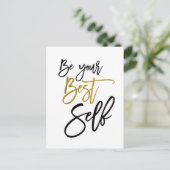 自分の最高の引用文にしやる気を起こさせるてブラック/金ゴールド ポストカード (スタンド正面)