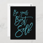 自分の最高の引用文をやる気を起こさせる黒に ポストカード (正面/裏面)