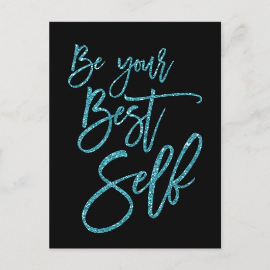 自分の最高の引用文をやる気を起こさせる黒に ポストカード (正面)