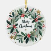 自分の木の上で星になるクリスマスの飾り セラミックオーナメント (正面)