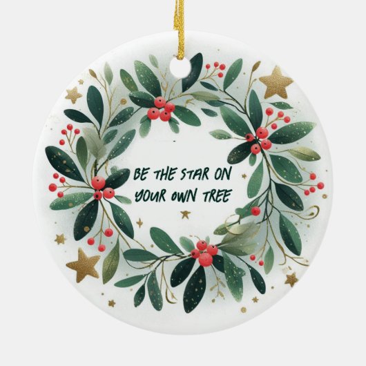 自分の木の上で星になるクリスマスの飾り セラミックオーナメント (裏面)