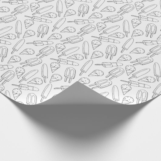 自分の柄にアイスクリームとポプシクル ラッピングペーパー (角)