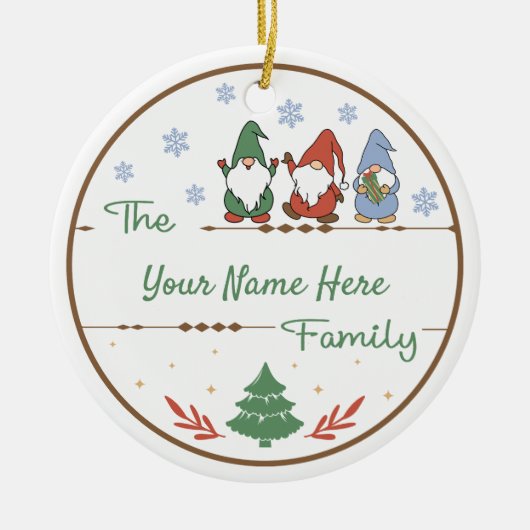 自分の格言家族の名前とクリスマスを作成する セラミックオーナメント (正面)