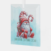 自分の楽しいペパーミントのクリスマス格言を作成 ガラスオーナメント (正面左)