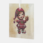 自分の楽しいヴィンテージのクリスマス格言を作成 ガラスオーナメント (正面左)