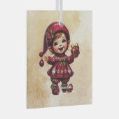 自分の楽しいヴィンテージのクリスマス格言を作成 ガラスオーナメント (正面右)