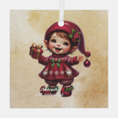 自分の楽しいヴィンテージのクリスマス格言を作成 ガラスオーナメント (裏面)