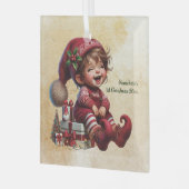 自分の楽しいヴィンテージのクリスマス格言を作成 ガラスオーナメント (正面左)