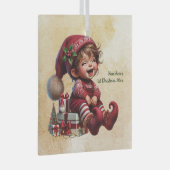 自分の楽しいヴィンテージのクリスマス格言を作成 ガラスオーナメント (正面右)