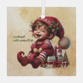 自分の楽しいヴィンテージのクリスマス格言を作成 ガラスオーナメント (裏面)