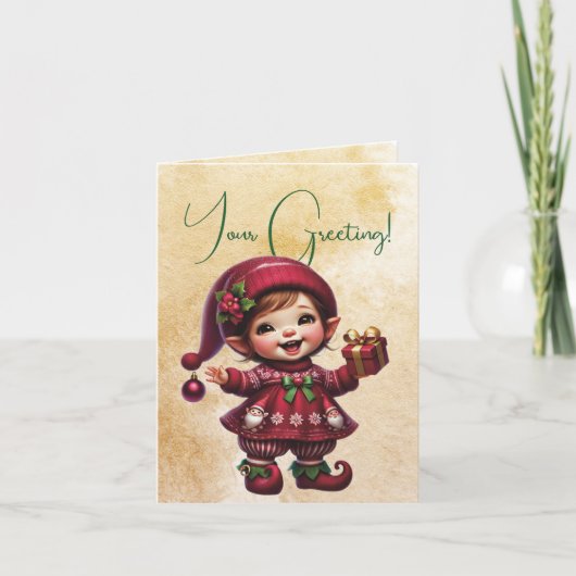 自分の楽しいヴィンテージのクリスマス格言を作成 シーズンカード (正面)