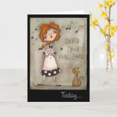 自分の歌を歌う – 誕生日カード カード (黄色い花)