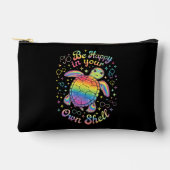 自分の殻に入った虹の亀の自閉症を喜ぶ アクセサリーポーチ (正面)