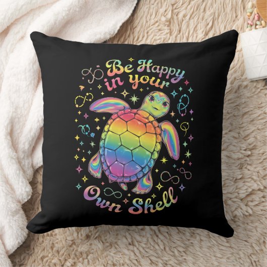 自分の殻に入った虹の亀の自閉症を喜ぶ クッション (ブランケット)