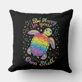 自分の殻に入った虹の亀の自閉症を喜ぶ クッション (正面)