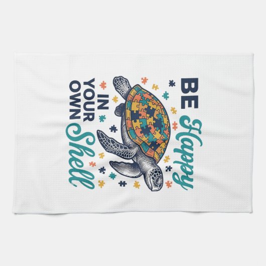 自分の殻の中で幸せに Turtle Tシャツデザイン_1 キッチンタオル (横)