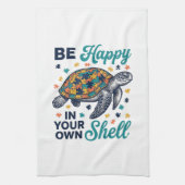 自分の殻の中で幸せに Turtle Tシャツデザイン_1 キッチンタオル (縦)