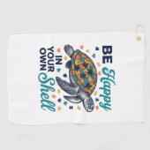 自分の殻の中で幸せに Turtle Tシャツデザイン_1 ゴルフタオル (横)