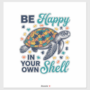 自分の殻の中で幸せに Turtle Tシャツデザイン_1 シール