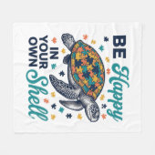 自分の殻の中で幸せに Turtle Tシャツデザイン_1 フリースブランケット (正面(横))