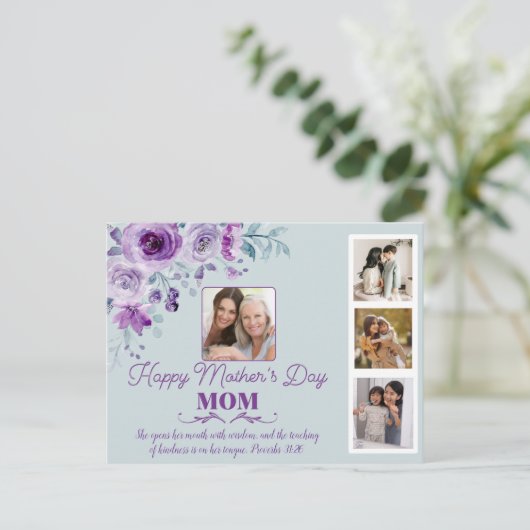 自分の母の日のコラージュフローラを作成 ポストカード (スタンド正面)