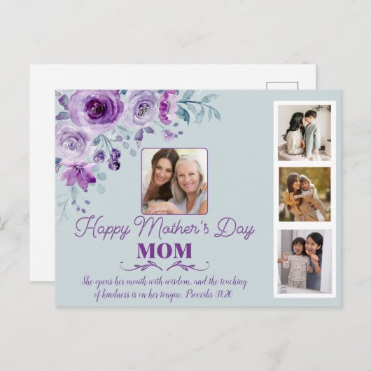 自分の母の日のコラージュフローラを作成 ポストカード (正面/裏面)