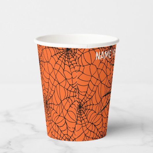 自分の毒の黒い未亡人スパイダーハロウィンくもの巣に名前を付ける 紙コップ (右)