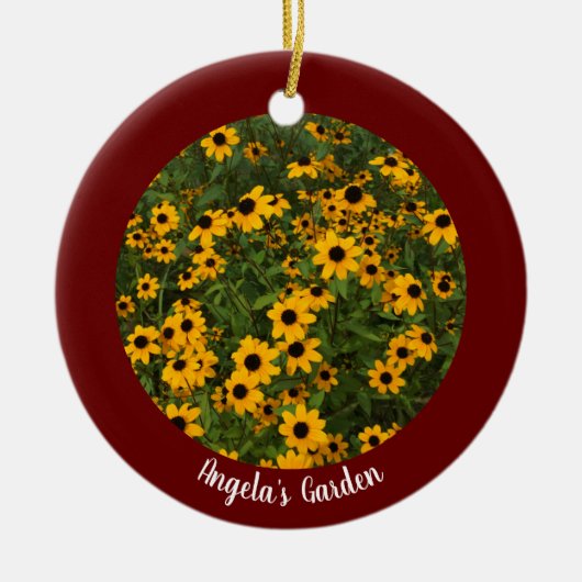 自分の濃い赤の写真を作パーソナライズされた成 セラミックオーナメント (正面)