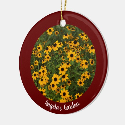 自分の濃い赤の写真を作パーソナライズされた成 セラミックオーナメント (左)