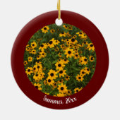 自分の濃い赤の写真を作パーソナライズされた成 セラミックオーナメント (裏面)