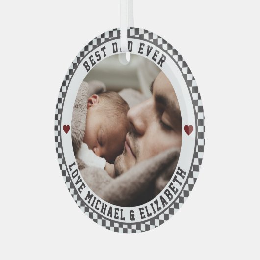 自分の父の日のパパを作最高の成Ever Photo ガラスオーナメント (正面左)