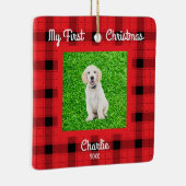 自分の犬の写真を作成する1stクリスマス セラミックオーナメント (右)