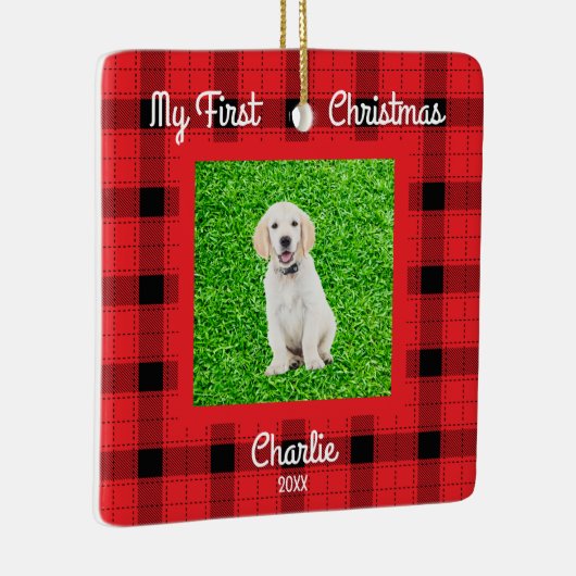 自分の犬の写真を作成する1stクリスマス セラミックオーナメント (右)