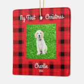 自分の犬の写真を作成する1stクリスマス セラミックオーナメント (左)