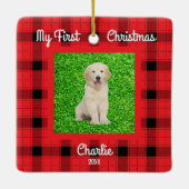 自分の犬の写真を作成する1stクリスマス セラミックオーナメント (裏面)
